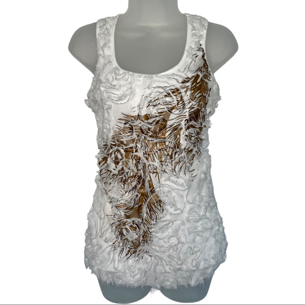 White Feather Pluffy Tank Top Funky